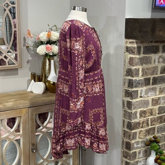 FREE PEOPLE Women’s Bridgette Mini Dress in Berry Combo in the Size Large - Picture 13 of 16